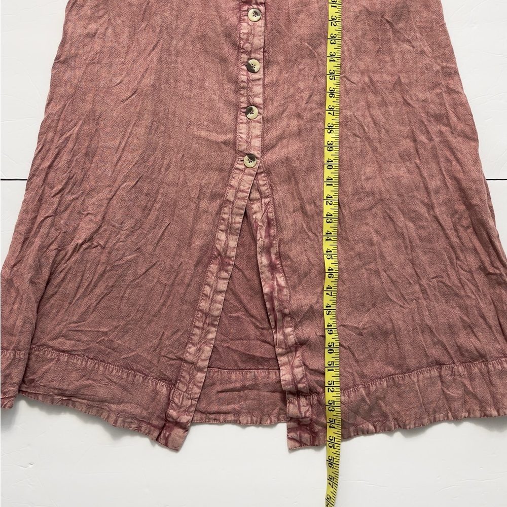Pink Button-Down Maxi Dress with Tie Front - Picture 5 of 7